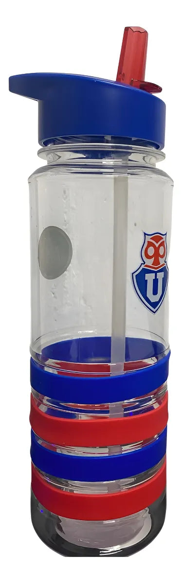 Botella De Agua Con Bombilla U De Chile Lineas Anti Goteo - Azul