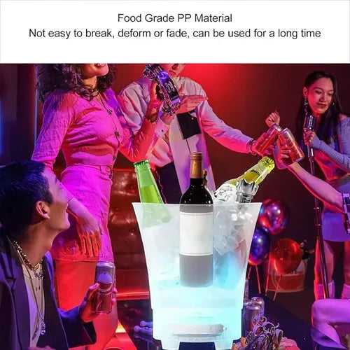 Cubitera Hielera Con Luz Led 5l Para Fiesta Hogar Bar Color Color Blanco Lisa