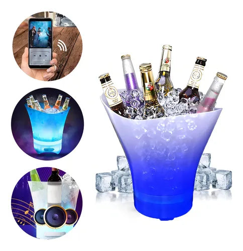 Cubitera Hielera Con Luz Led 5l Para Fiesta Hogar Bar Color Color Blanco Lisa
