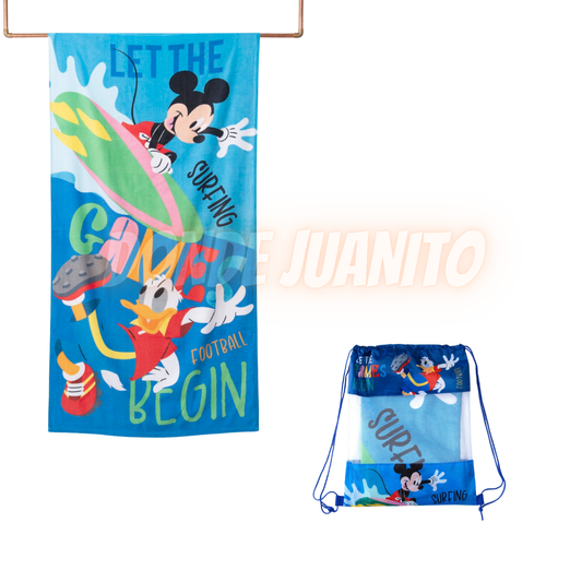 TOALLA PLAYA ALGODON C/BOLSO 70X140 MICKEY GAMES