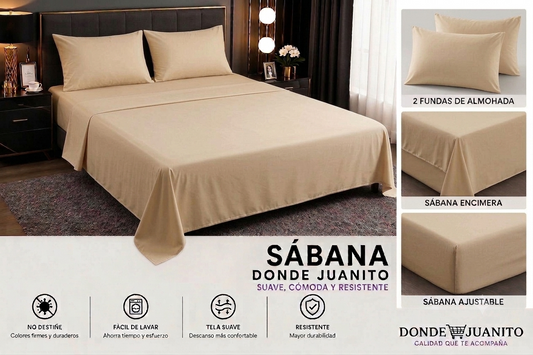 SABANA DE HILO PREMIUM 1.5 PLAZAS COLOR LISO