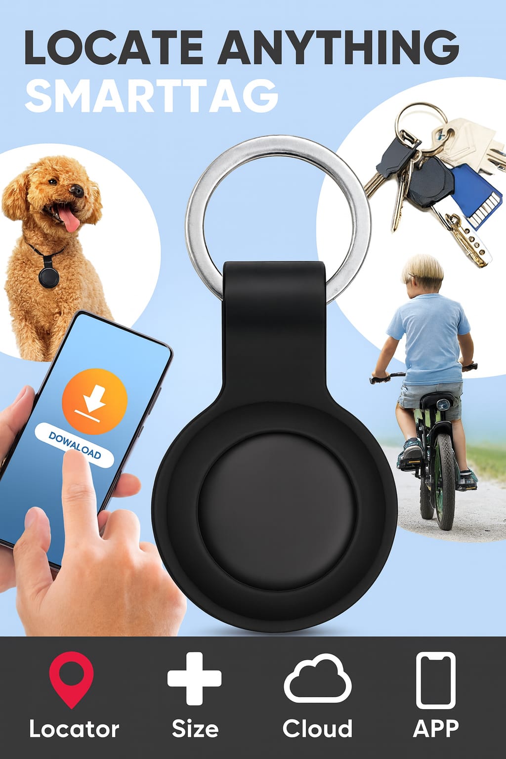 localizador smart tag estilo llavero llavero para niños mascota o objetos