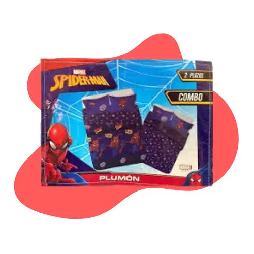 Pack Plumón Relleno + Sabana Mf 2pl Spiderman Comic Color Azul