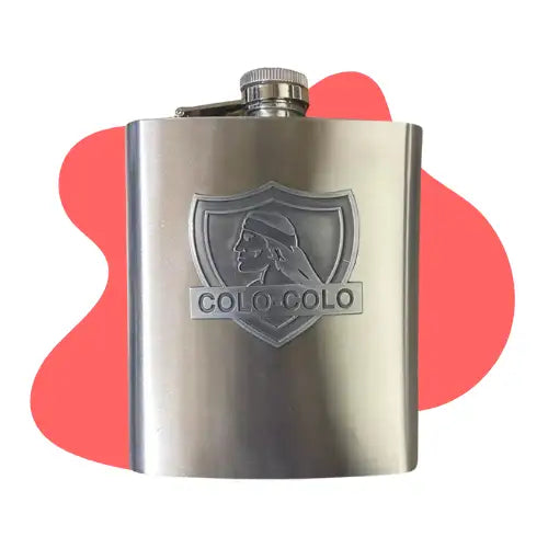 Petaca Equipo Futbol Colo Colo Acero Inoxidable 500 Ml Color Plateado