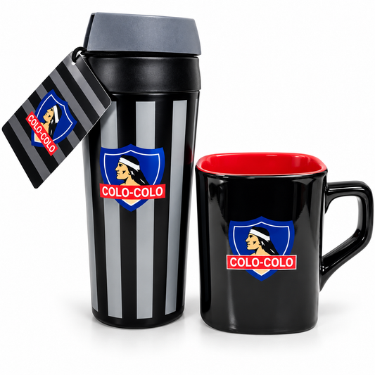 Pack X2 Mug Termico de Boton + Tazon Prime de Colo Colo