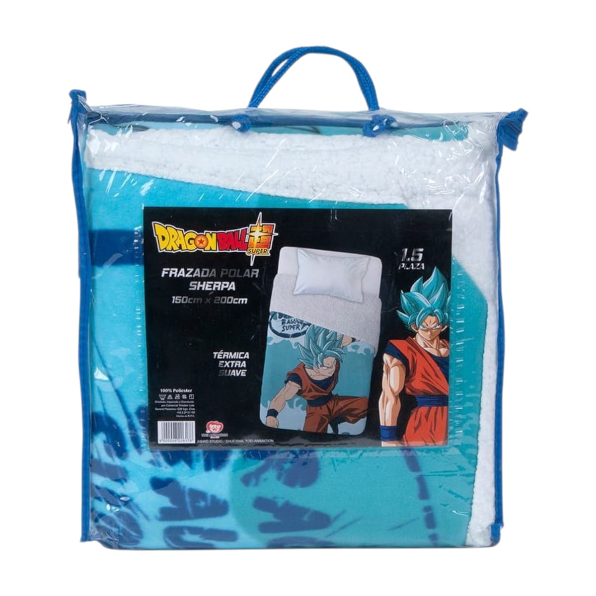frazada sherpa polar 1.5 plazas dragon ball Z - Azul