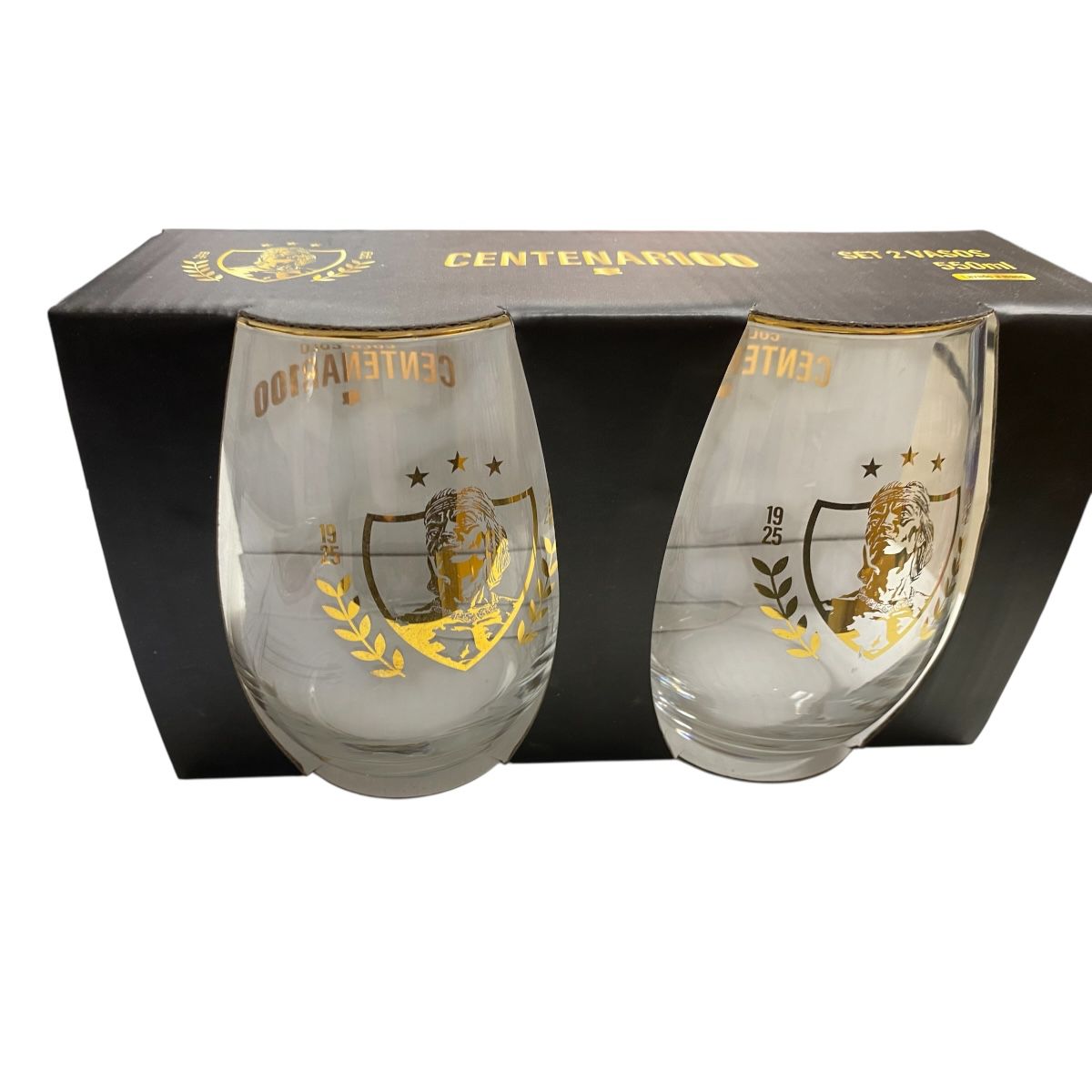 Set vasos colo colo cristal centenario x2