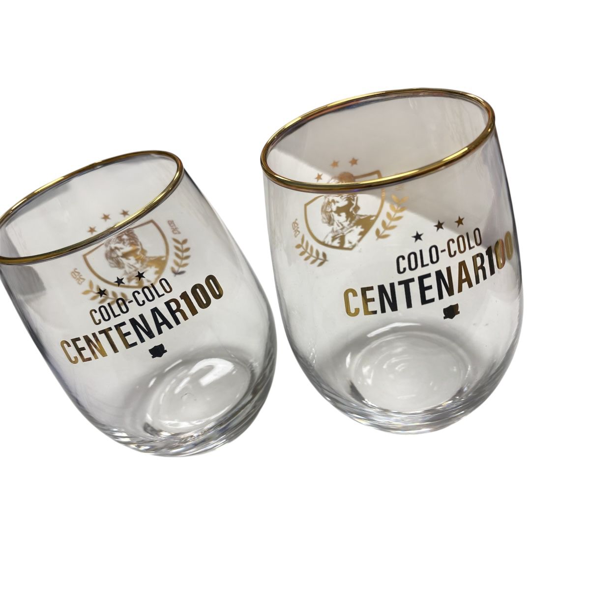 Set vasos colo colo cristal centenario x2