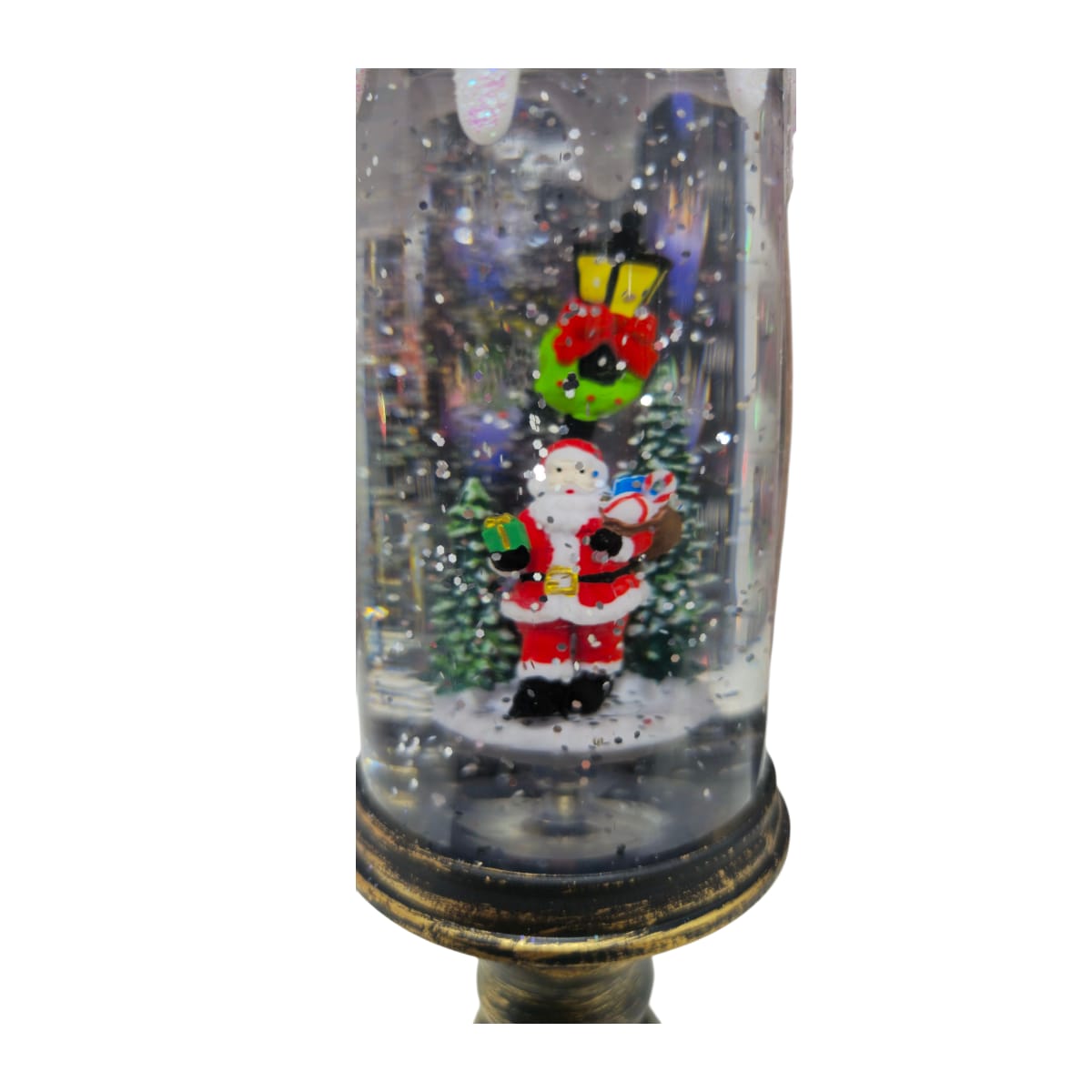 Vela Decorativa Navideña LED con Santa Claus y Nieve