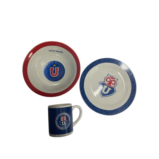 Set Desayuno U De Chile Losa 3 Pz - Azul
