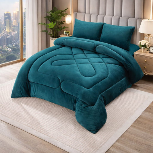 COBERTOR CON CHIPORRO 2 PLAZAS 230 X 250 PREMIUN PLUSH LISO COLOR TURQUEZA