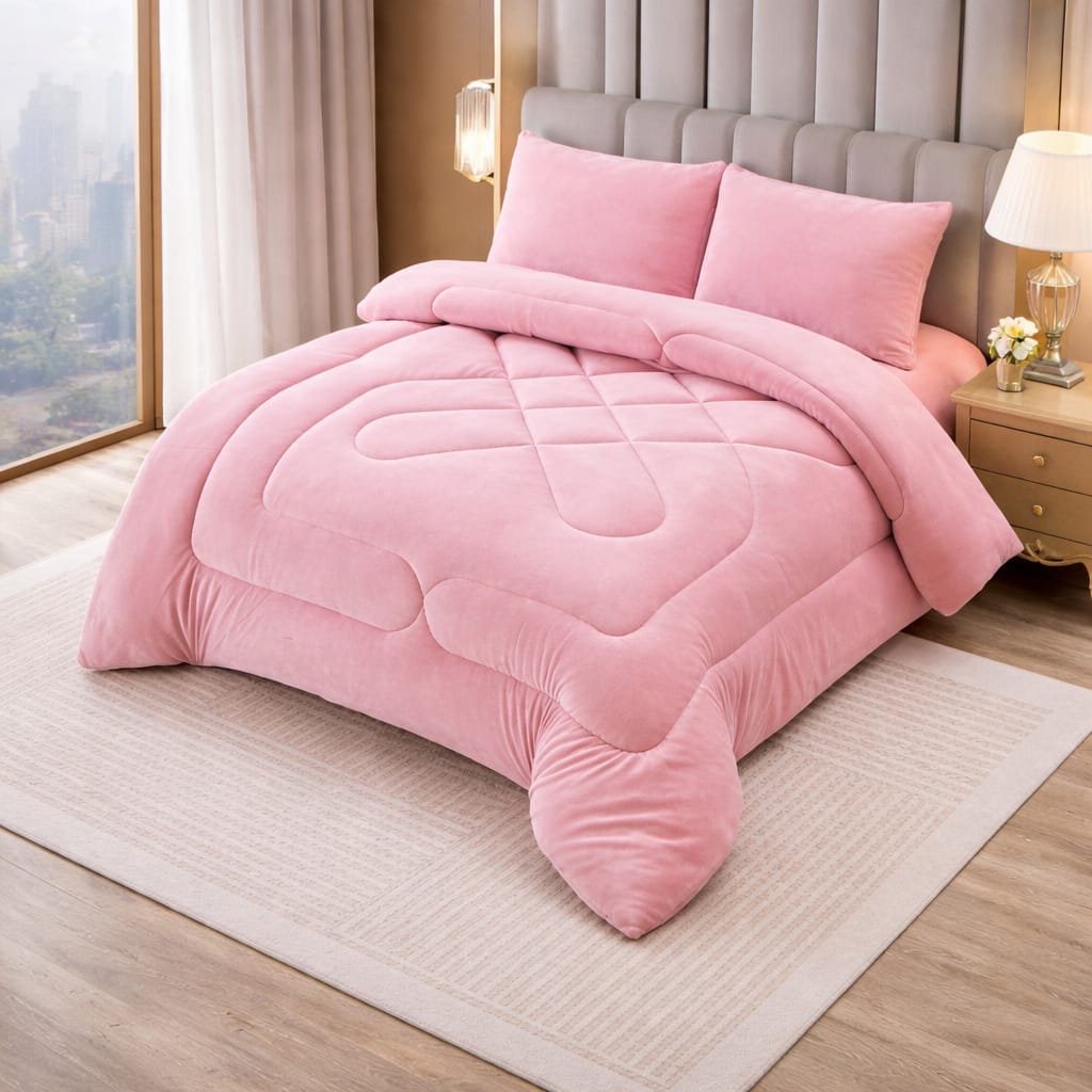 COBERTOR CON CHIPORRO 2 PLAZAS 230 X 250 COLOR LISO ROSADO PLUSH