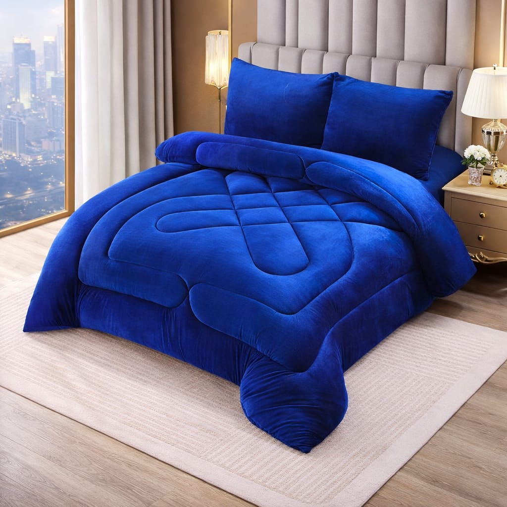 COBERTOR CON CHIPORRO 2 PLAZAS 230 X 250 PREMIUM PLUSH COLOR LISO