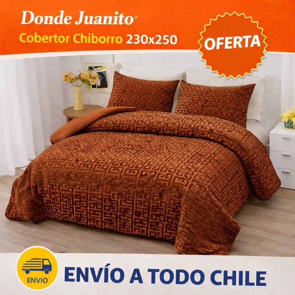 Cobertor con Chiporro 230x250 (Diseño Geométrico Café – 2 Plazas)