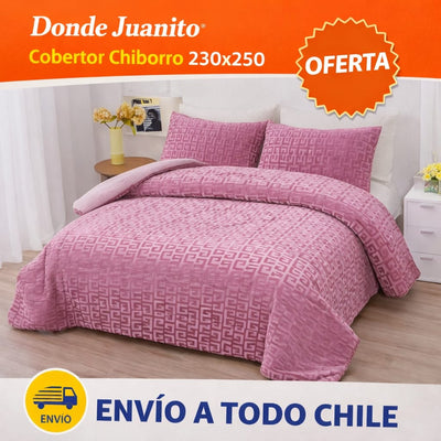 Cobertor con chiporro 230x250 (Diseño Geométrico rosado – 2 Plazas)