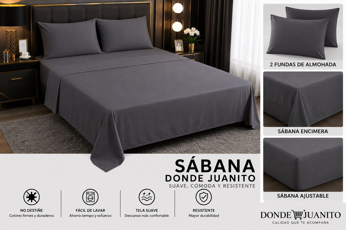 SABANA DE HILO PREMIUM 1.5 PLAZAS COLOR LISO - Gris