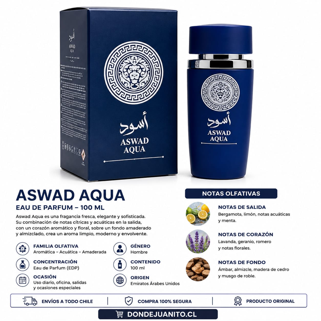 Perfume Árabe Aswad Aqua Eau de Parfum 100 ml – Hombre