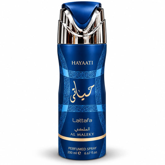 Perfume en Spray Hayaati Al Maleky 200ml Aerosol Masculino Dulce y Amaderado