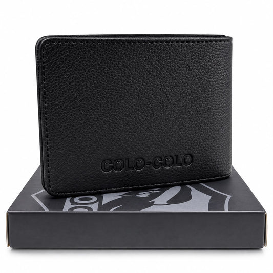 Billetera Colo Colo Negra con Grabado y Caja de Regalo