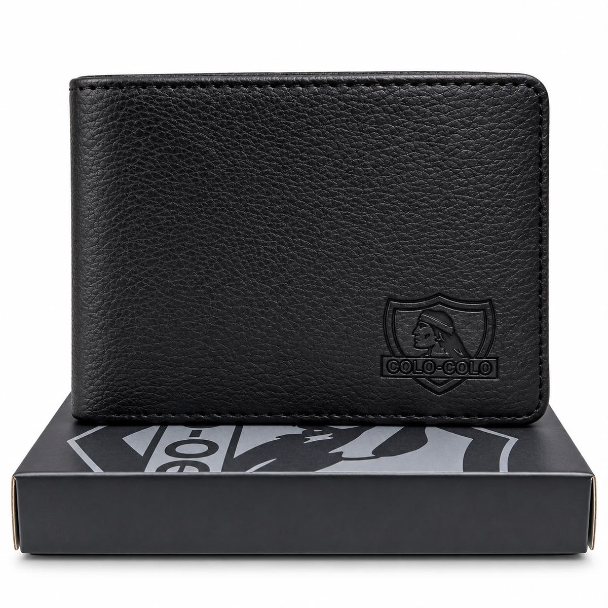 Billetera Colo Colo Negra con Grabado y Caja de Regalo