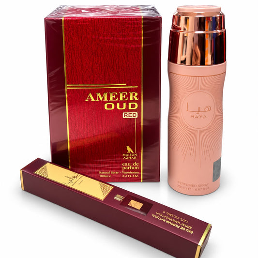Promo Perfume de Dama Ameer Oud Red 3 Pcs Fragancia de Mujer