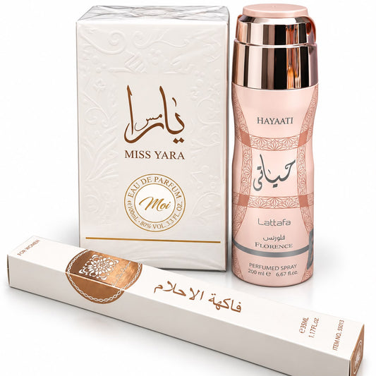 Promo de Dama Miss Yara Moi + Hayaati Florence + Perfume de Cartera - 3 PCS