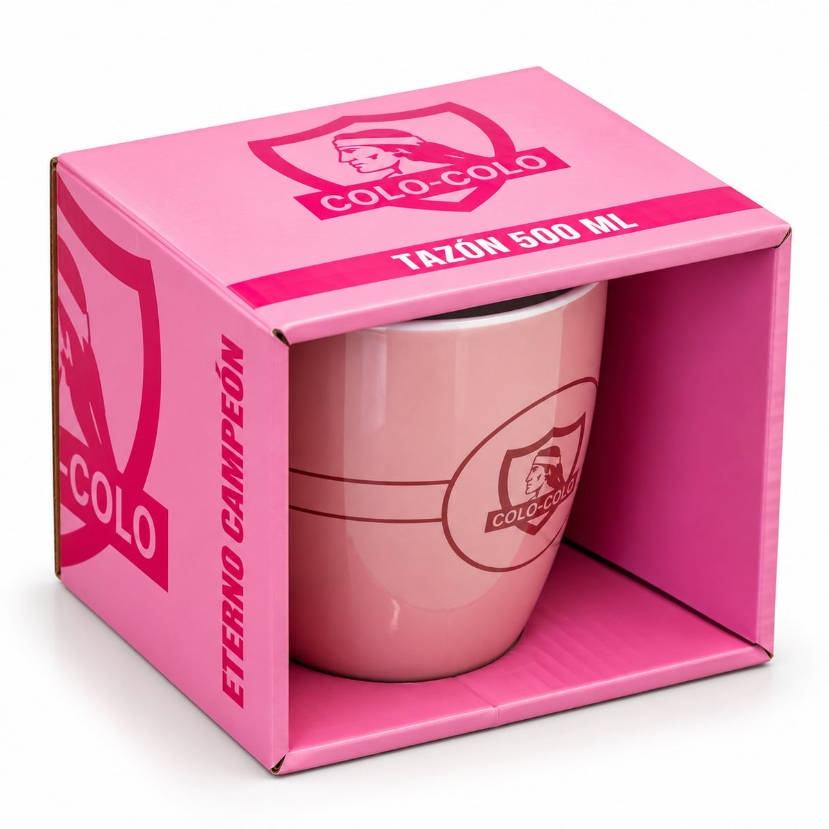Tazón Taza Colo Colo Rosado de Cerámica 15oz