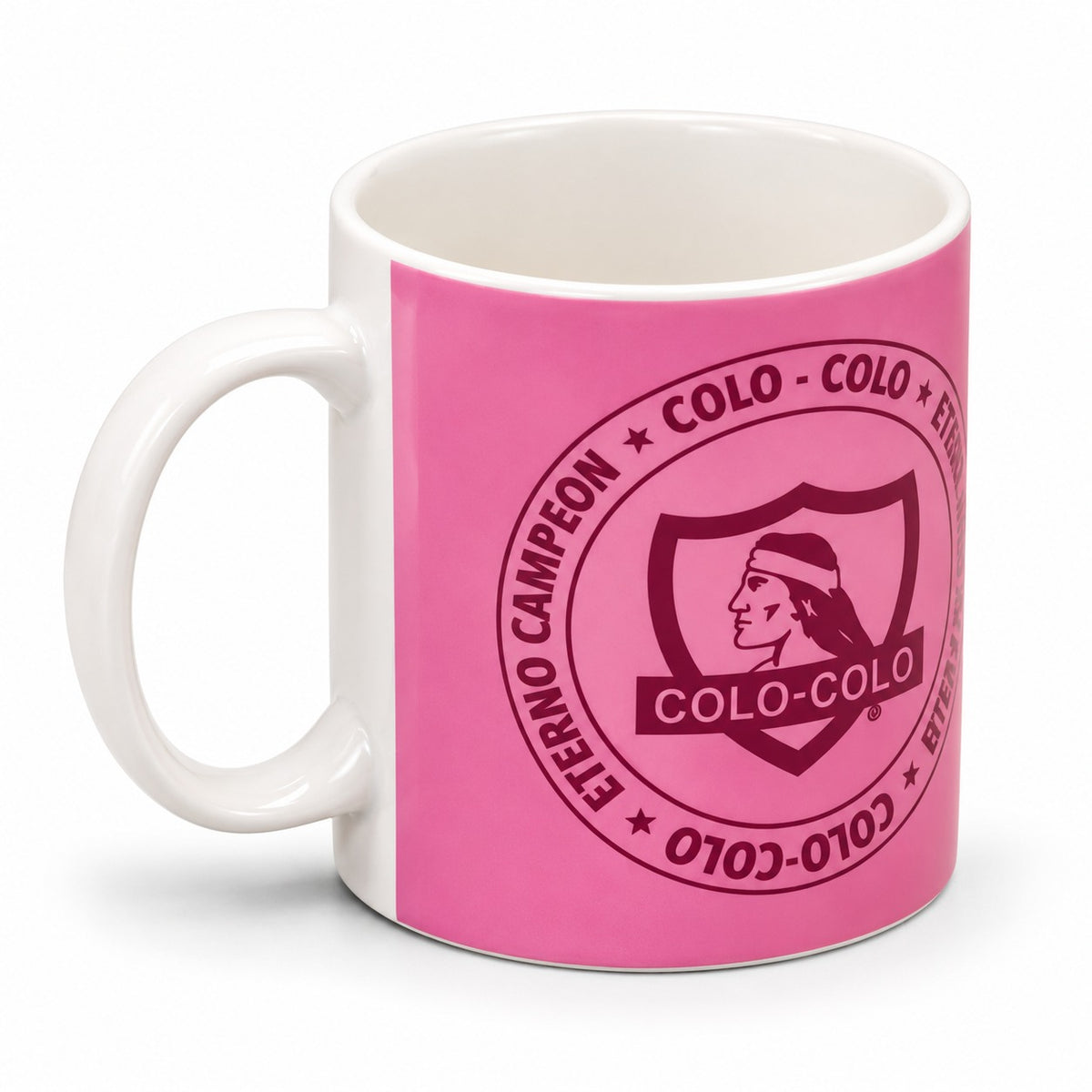 Tazón Colo Colo Rosado de Cerámica Eterno Campeón 11oz