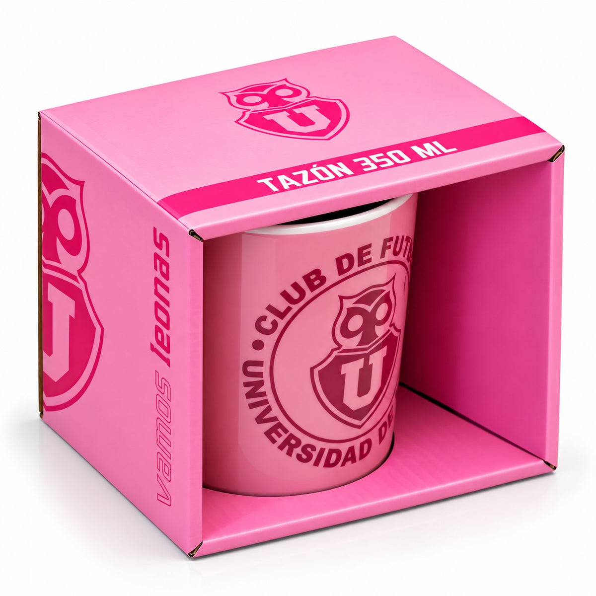 Tazón Universidad de Chile Rosado Cerámica Escudo U 11oz