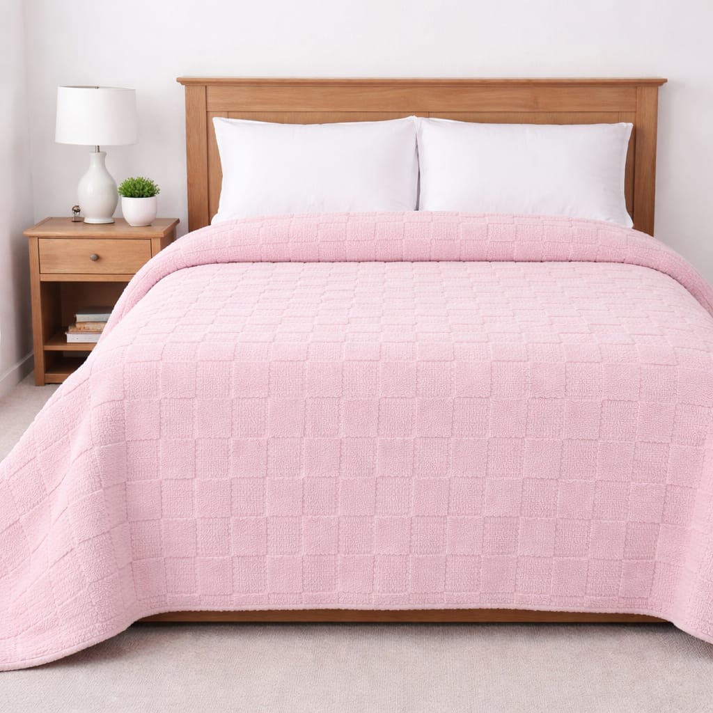frazada con chiporro sherpa 2 plazas 200 x 230 cm dieño cuadros