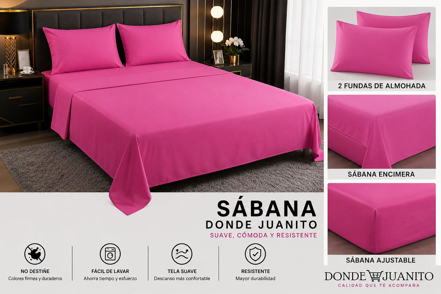SABANA DE HILO PREMIUM 1.5 PLAZAS COLOR LISO