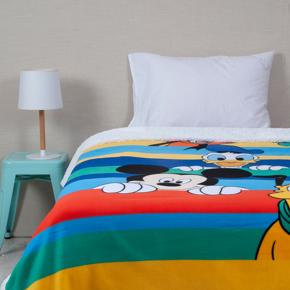 FRAZADA POLAR CON SHERPA MICKEY AMIGOS 1.5