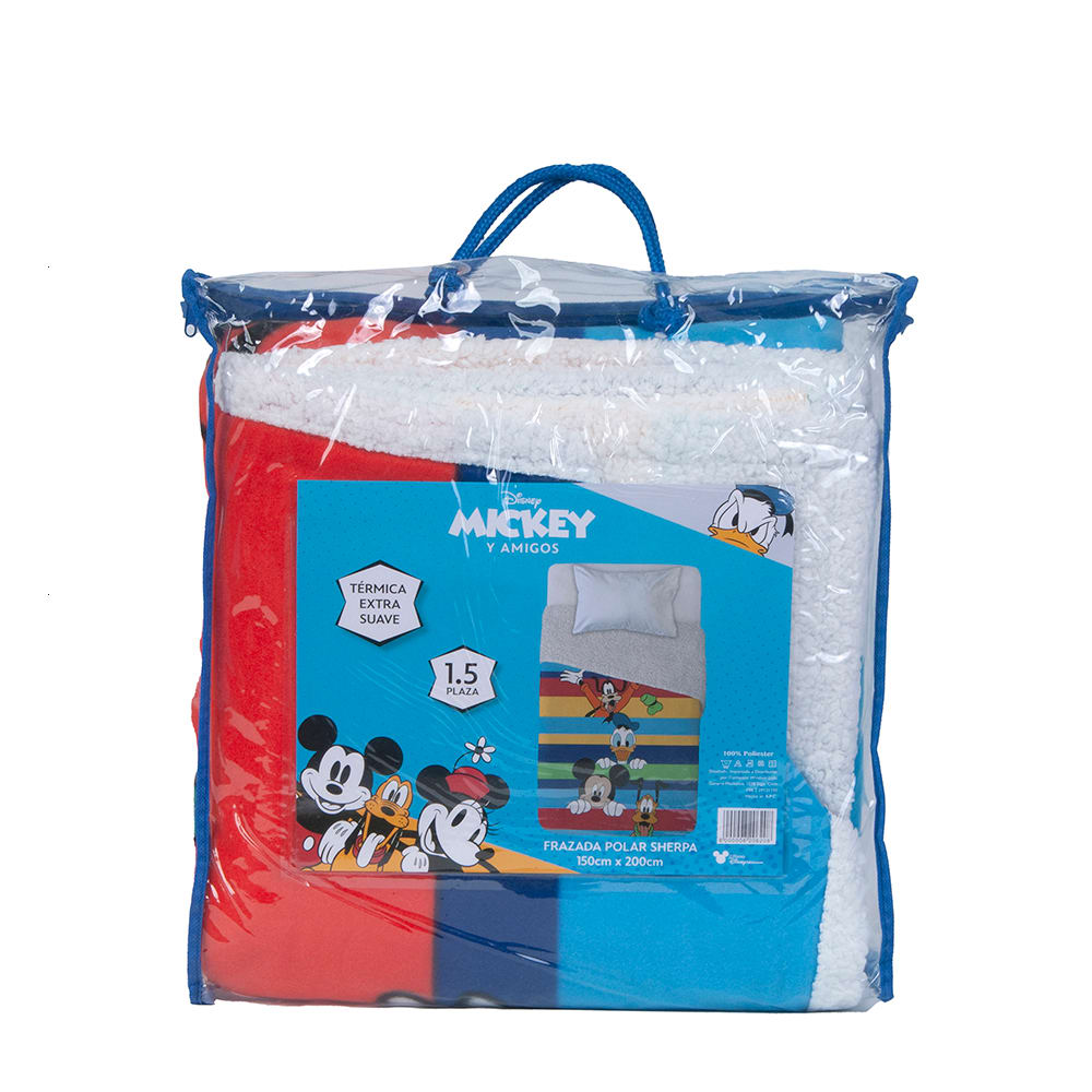 FRAZADA POLAR CON SHERPA MICKEY AMIGOS 1.5