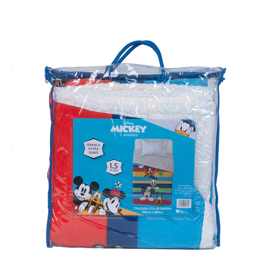 FRAZADA POLAR CON SHERPA MICKEY AMIGOS 1.5