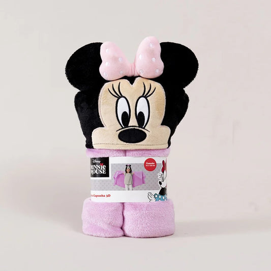Manta con capucha Minnie mouse pink