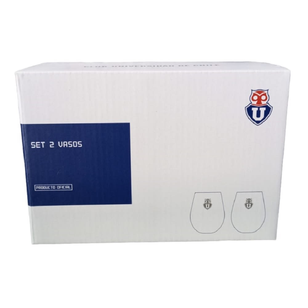 Set 2 Vasos Glasso U. De Chile Premium Bar Quincho Bbq Color Cristal