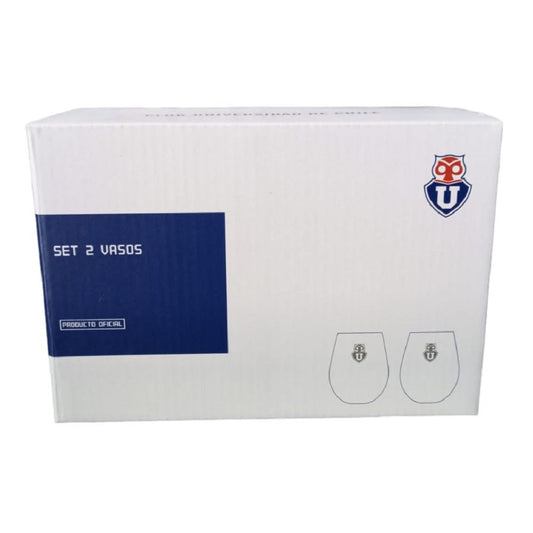 Set 2 Vasos Glasso U. De Chile Premium Bar Quincho Bbq Color Cristal