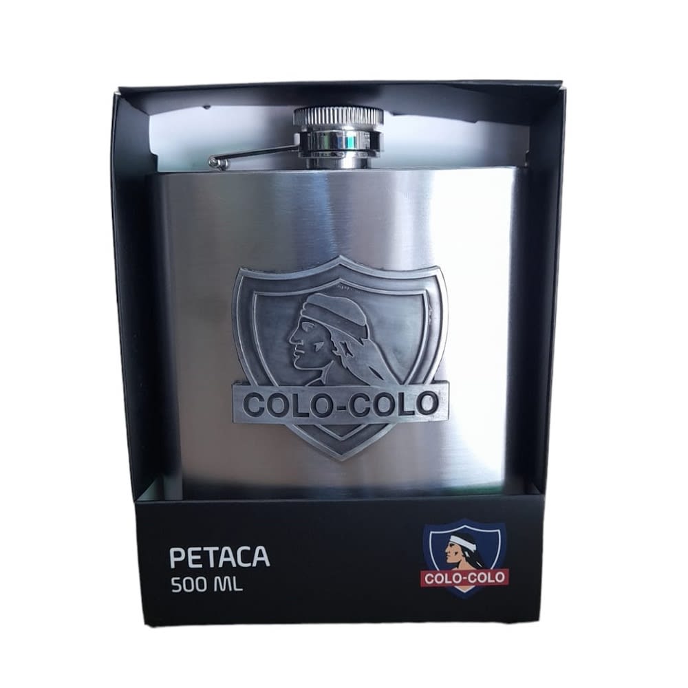 Petaca Equipo Futbol Colo Colo Acero Inoxidable 500 Ml Color Plateado