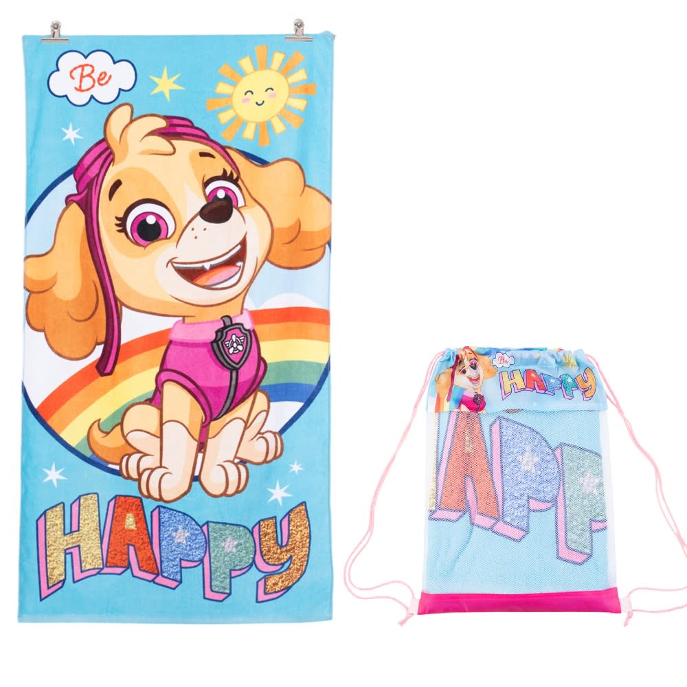 TOALLA PLAYA ALGODON C/BOLSO 70X140 PAW PATROL HAPPY