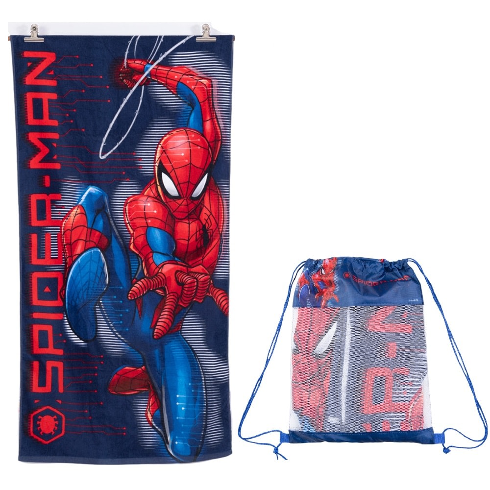 TOALLA PLAYA ALGODON C/BOLSO 70X140 SPIDERMAN