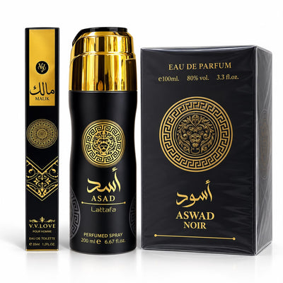 PROMOCIÓN ASWAD NOIR HOMBRE 3 PIEZAS | PERFUME + AEROSOL + PERFUME DE CARTERA