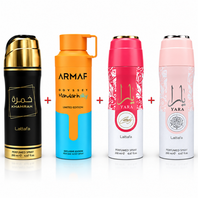 Pack Promoción Perfumes Árabes en Spray 200 ml | Khamrah + Mandarin Sky + Yara Candy + Yara