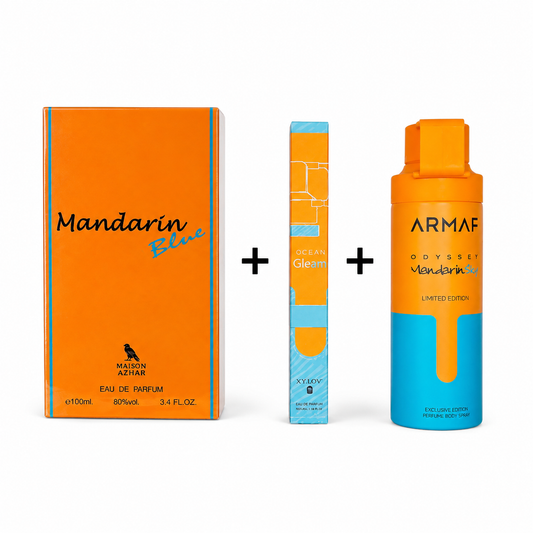 Pack Perfume Mandarin Sky Blue 3 en 1 | 100ml + Cartera + Body Spray