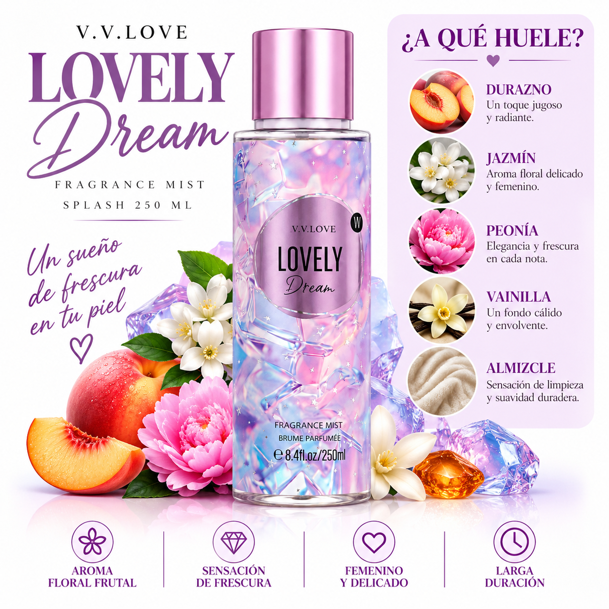 SPLASH LOVELY DREAM V.V. LOVE 250 ML – AROMA DULCE Y FLORAL