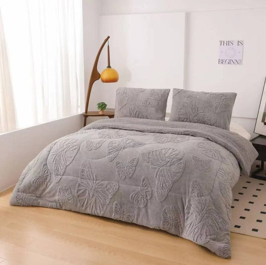Cobertor Diseño Mariposa Full Chiporro 5 Kilos gris 2 Plazas 230x250 cm