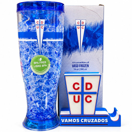 Set Vaso Frozen 500 ml + Porta Celular Universidad Católica UC – Cruzados