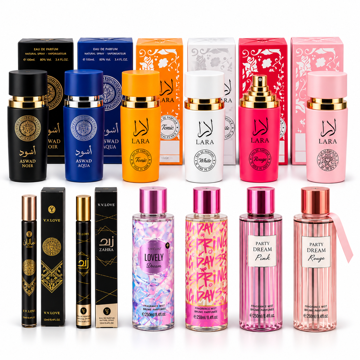 Lote  12 Productos Surtidos perfumeria splash-perfumes 100ml-perfume cartera