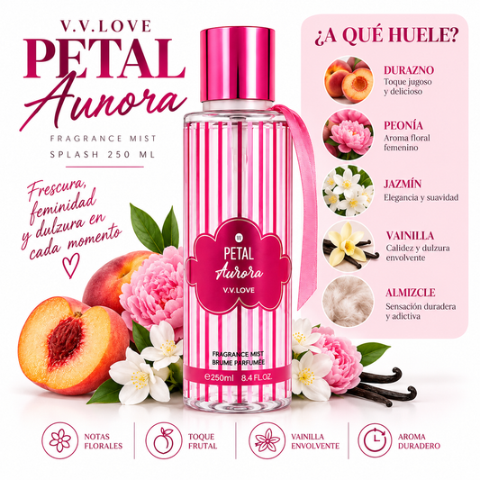 SPLASH PETAL AURORA V.V. LOVE 250 ML – AROMA FLORAL Y FEMENINO