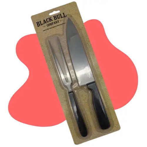 Set Cuchillo + Tenedor Parrillero Black Bull Premium